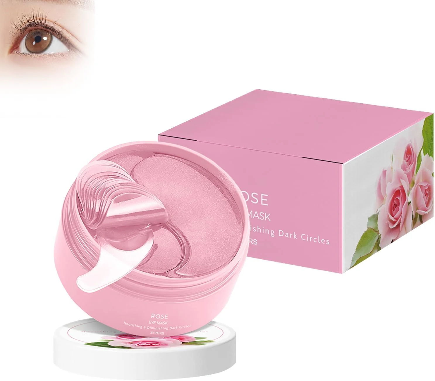 ماسک چشم گل رز صورتی 60 عددی، ماسک های زیر چشم، سفت کننده پوست و مرطوب کننده عمیق، محو کننده چین و چروک و سیاهی دور چشم، مناسب برای انواع پوست