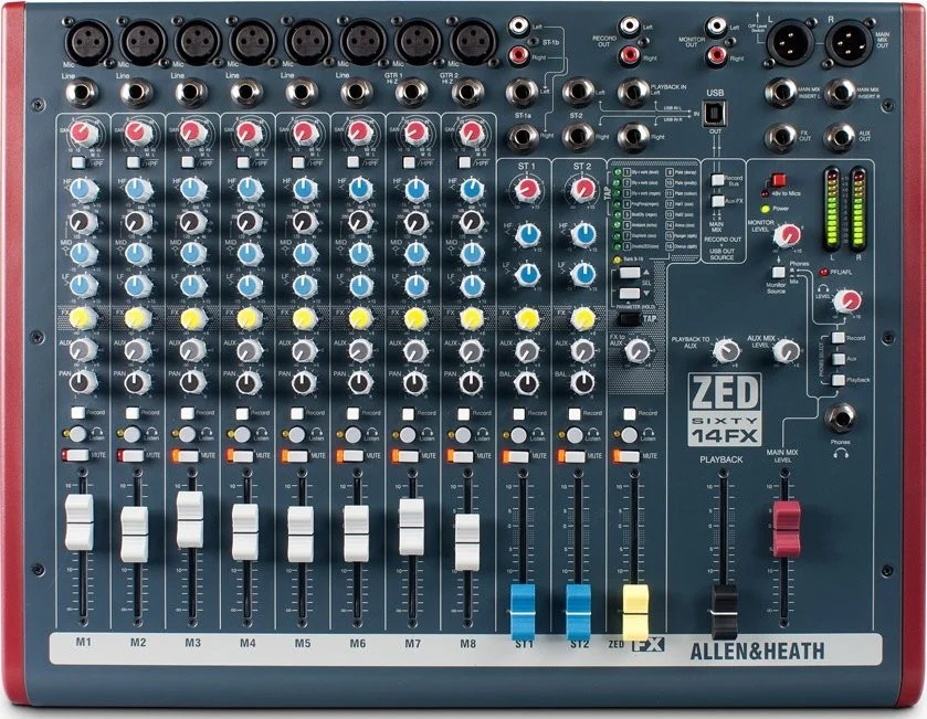 میکسر آنالوگ الن اند هیث ZED60-14FX - کنسول زنده 14 کاناله با فیدرهای 60 میلی متری، FX داخلی، رابط صوتی USB و ورودی های گیتار Hi-Z | ZED60-14FX میکسر آنالوگ الن اند هیث ZED60-14FX - کنسول زنده 14 کاناله با فیدرهای 60 میلی متری، FX داخلی، رابط صوتی USB و ورودی های گیتار Hi-Z | ZED60-14FX