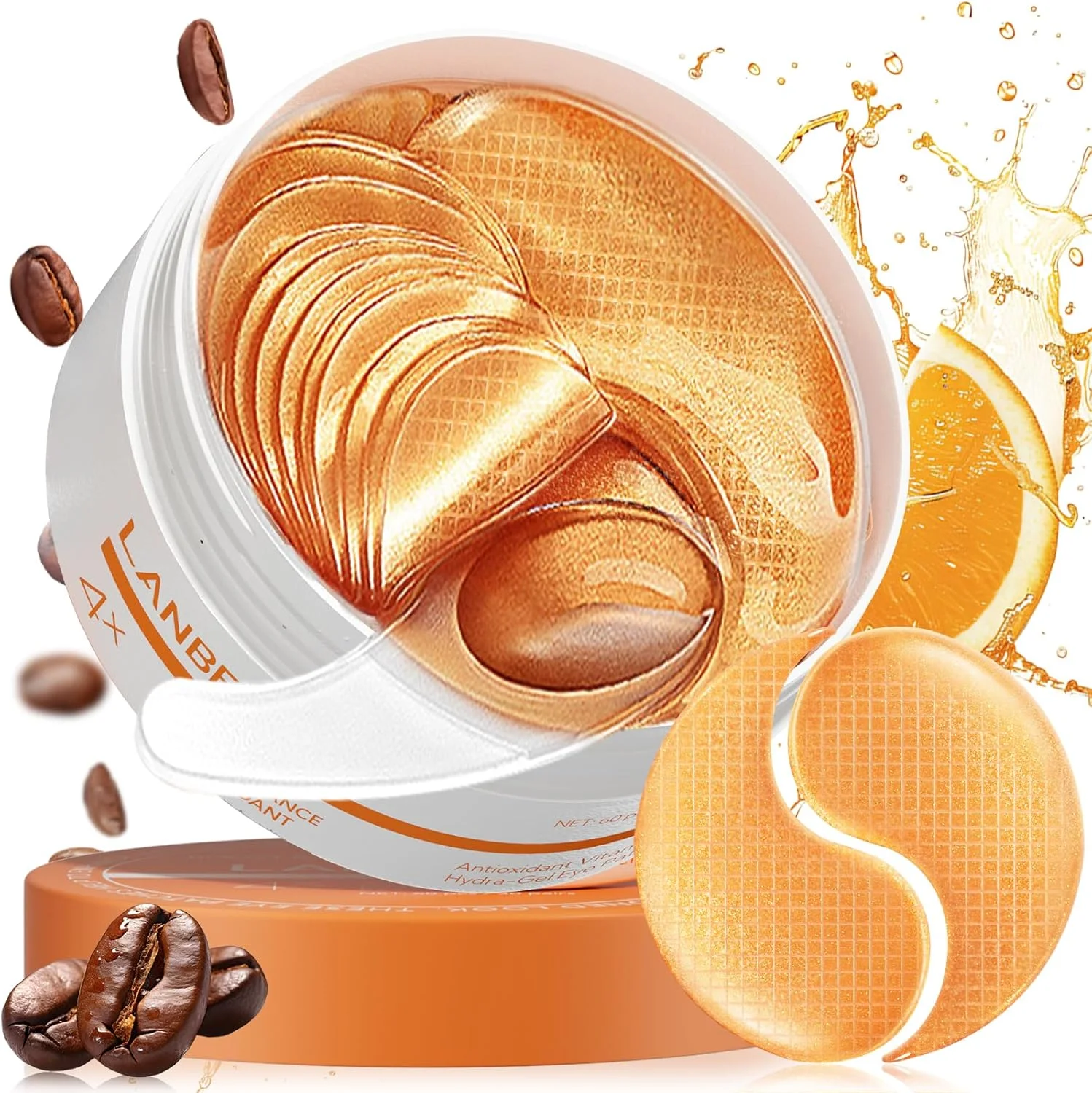 پچ های زیر چشم ویتامین C لانبنا برای سیاهی و پف زیر چشم، ماسک های خنک کننده چشم برای رفع کیسه های زیر چشم، کاهش خطوط ریز و چین و چروک، ضد پیری، حاوی نیاسینامید هیدرا-ژل کلاژن - 30 جفت