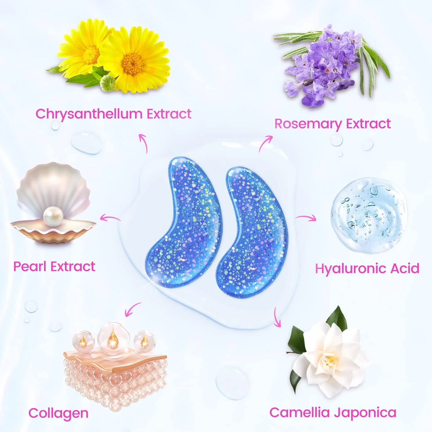 پد زیر چشم - هدیه کریسمس برای خانم ها، هدیه کریسمس برای مادر - مراقبت از پوست، کاهش سیاهی دور چشم، پف چشم، کیسه های زیر چشم، چین و چروک - پچ های ژلی زیر چشم (24 جفت)