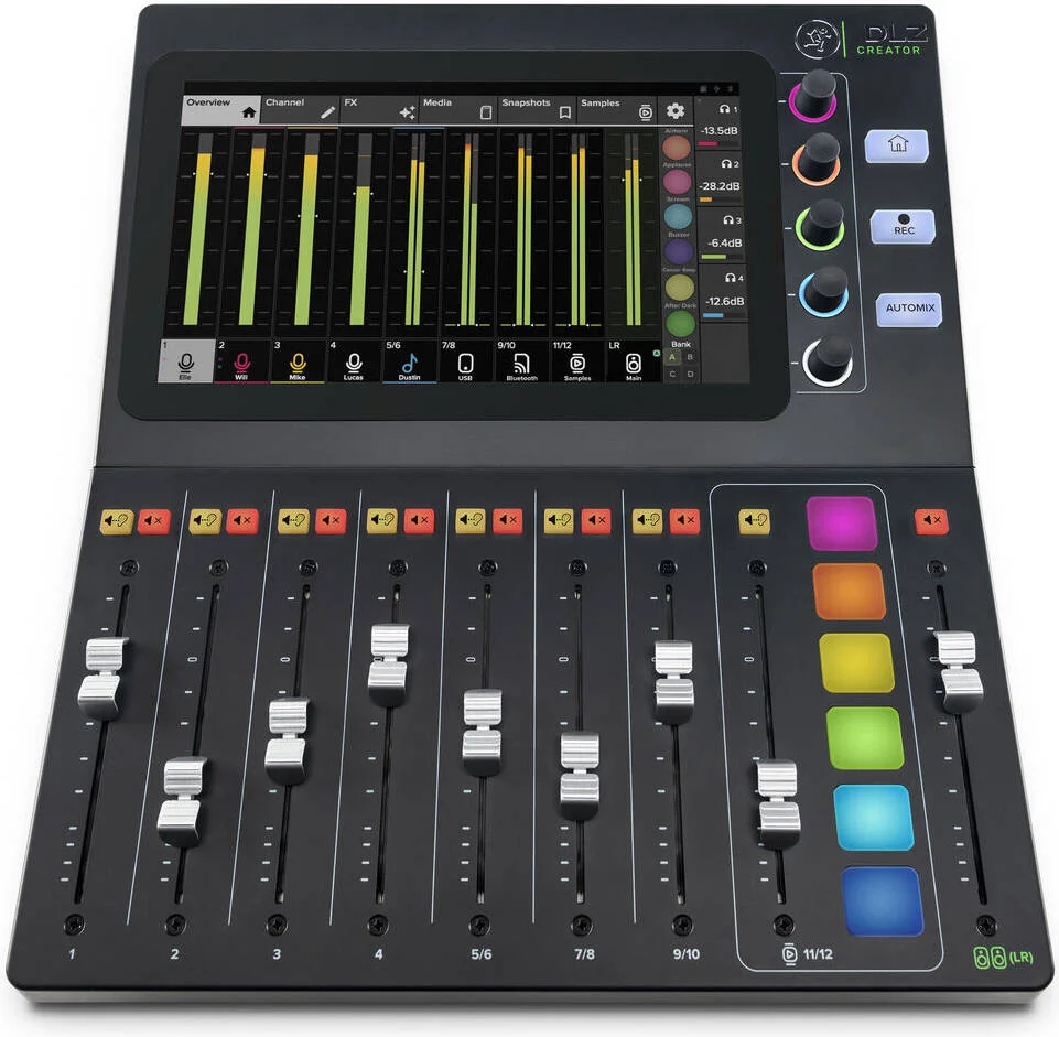 میکسر دیجیتال تطبیقی Mackie DLZ Creator - صفحه لمسی 10.1 اینچی، 4 پری امپ Onyx80، 9 فیدر، AutoMix، USB-C 14x4، BT 5.0، SD/USB، FX داخلی (EQ، کمپرسور، ریورب، دیلی) و چند حالته، مشکی | DLZ Creator میکسر دیجیتال تطبیقی Mackie DLZ Creator - صفحه لمسی 10.1 اینچی، 4 پری امپ Onyx80، 9 فیدر، AutoMix، USB-C 14x4، BT 5.0، SD/USB، FX داخلی (EQ، کمپرسور، ریورب، دیلی) و چند حالته، مشکی | DLZ Creator