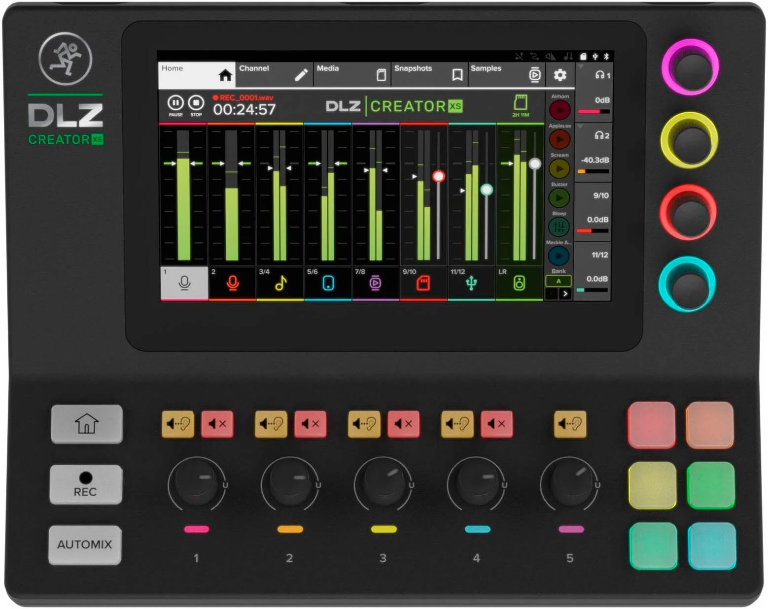 میکسر دیجیتال تطبیقی کامپکت Mackie DLZ Creator XS - صفحه لمسی 7 اینچی، 2 پری امپ Onyx80، USB-C (رابط صوتی 14x4)، BT، SD/USB، FX، برای پادکست و استریم، مشکی | 2055428-00 میکسر دیجیتال تطبیقی کامپکت Mackie DLZ Creator XS - صفحه لمسی 7 اینچی، 2 پری امپ Onyx80، USB-C (رابط صوتی 14x4)، BT، SD/USB، FX، برای پادکست و استریم، مشکی | 2055428-00