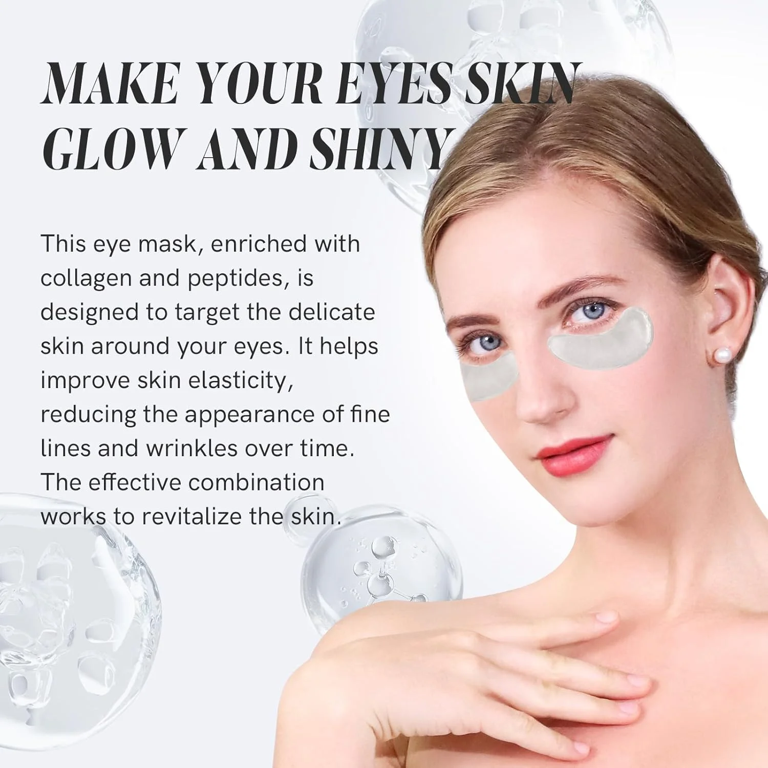 پدهای زیر چشم با کلاژن و ماسک چشم پپتیدی برای سیاهی و پف زیر چشم، محصولات مراقبت از پوست صورت 30 جفت