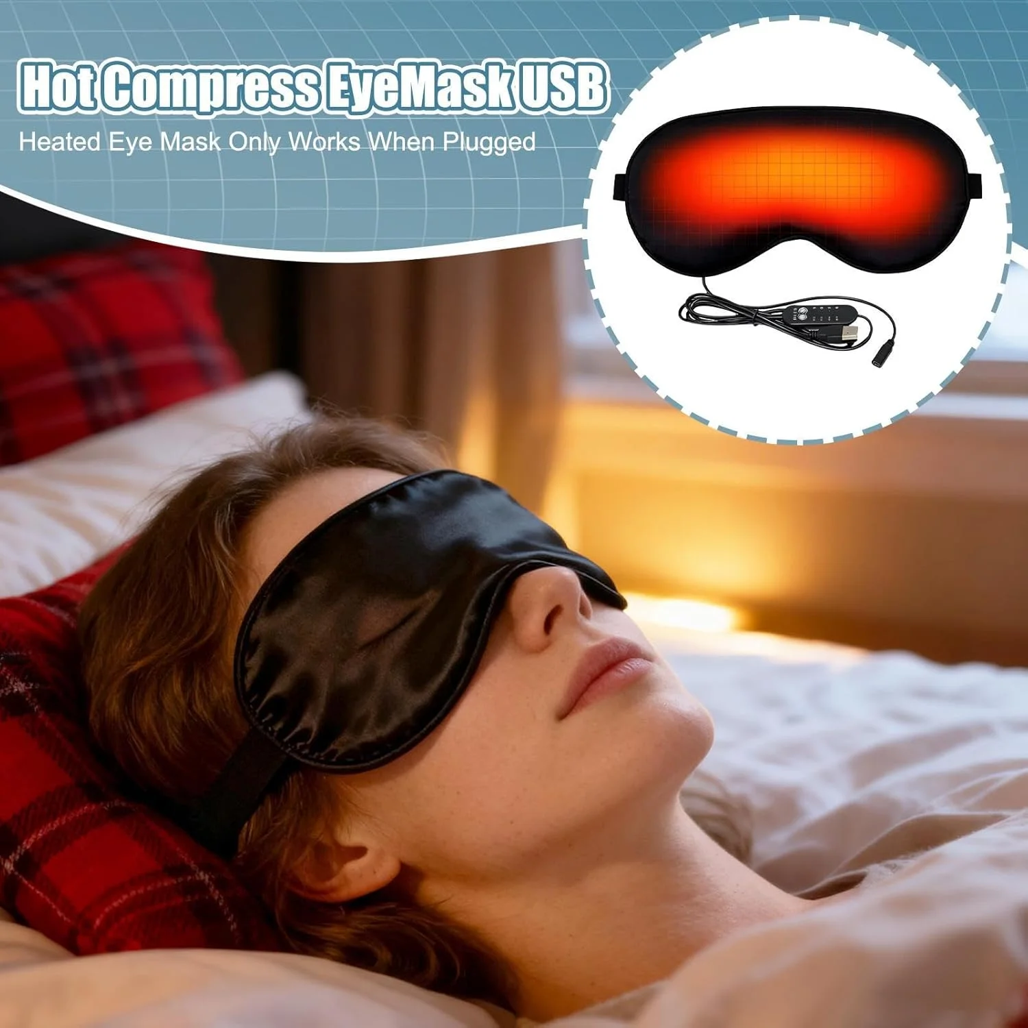 کمپرس گرم چشم | وسیله کمک خواب راحت و قابل حمل - پوشش گرم شونده برقی برای چشم های خشک - مناسب منزل، مسافرت، محل کار، شب، هواپیما، یوگا، خواب، استراحت، آرامش، تولد و تعطیلات