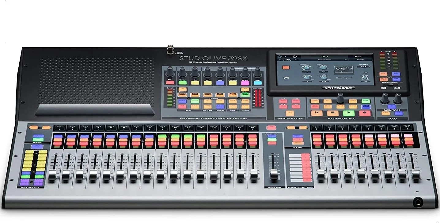 میکسر/ضبط کننده/اینترفیس دیجیتال کامپکت 32 کاناله PreSonus StudioLive 32SX سری III S، دارای 25 فیدر موتورایز لمسی، موتور قدرتمند دو هسته ای FLEX DSP، صفحه نمایش لمسی تمام رنگی | STUDIOLIVE 32SX میکسر/ضبط کننده/اینترفیس دیجیتال کامپکت 32 کاناله PreSonus StudioLive 32SX سری III S، دارای 25 فیدر موتورایز لمسی، موتور قدرتمند دو هسته ای FLEX DSP، صفحه نمایش لمسی تمام رنگی | STUDIOLIVE 32SX