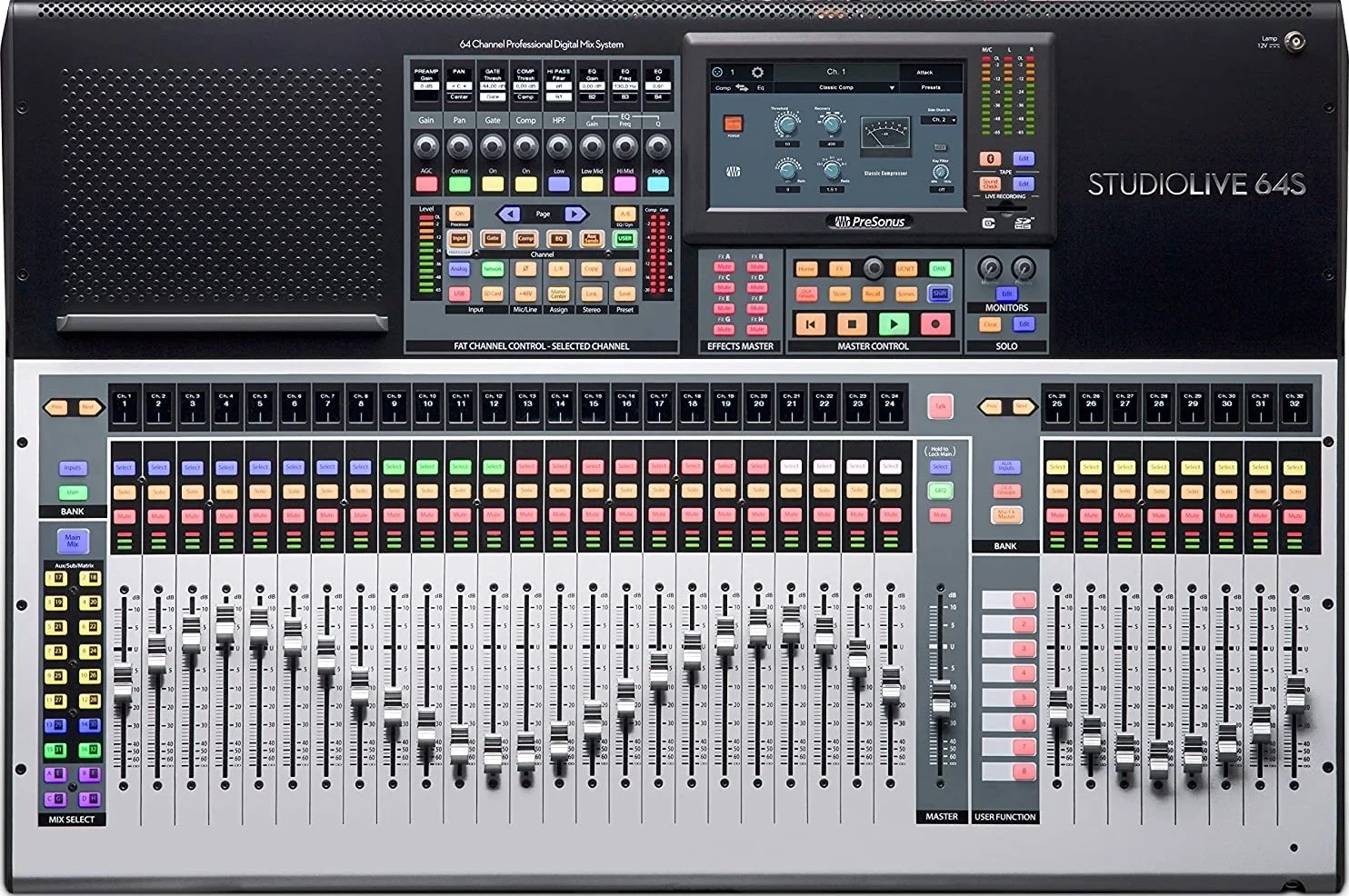 میکسر دیجیتال/ضبط کننده/اینترفیس 76 کاناله PreSonus StudioLive 64S Series III S، دارای 33 فیدر موتورایز لمسی، موتور پردازشگر چهارهسته ای FLEX DSP، صفحه نمایش لمسی تمام رنگی | STUDIOLIVE 64S میکسر دیجیتال/ضبط کننده/اینترفیس 76 کاناله PreSonus StudioLive 64S Series III S، دارای 33 فیدر موتورایز لمسی، موتور پردازشگر چهارهسته ای FLEX DSP، صفحه نمایش لمسی تمام رنگی | STUDIOLIVE 64S