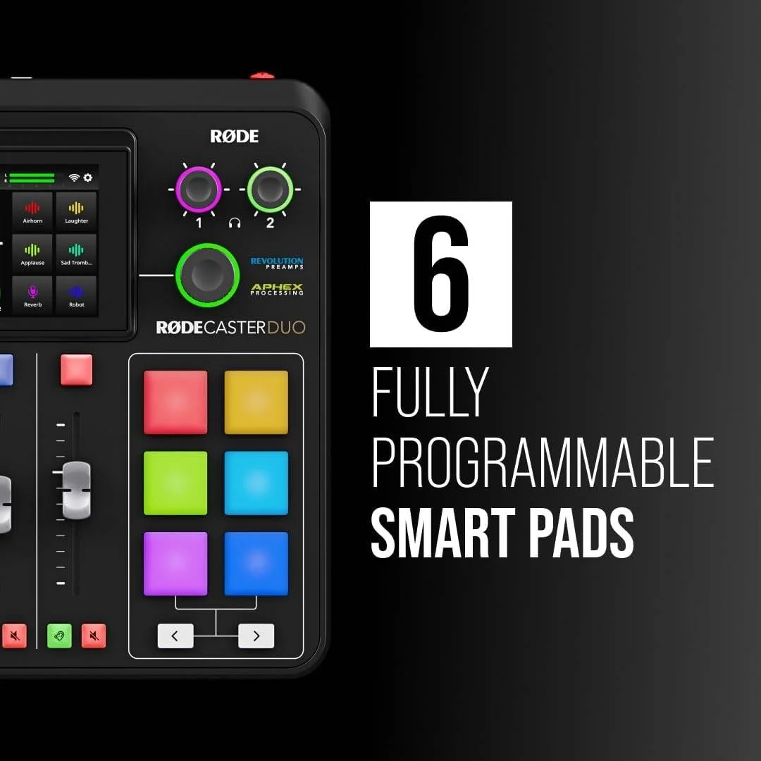 میکسر استریمینگ دو کاناله جمع و جور RodeCaster Duo با پدهای هوشمند و رابط USB چند مسیره - مشکی میکسر استریمینگ دو کاناله جمع و جور RodeCaster Duo با پدهای هوشمند و رابط USB چند مسیره - مشکی