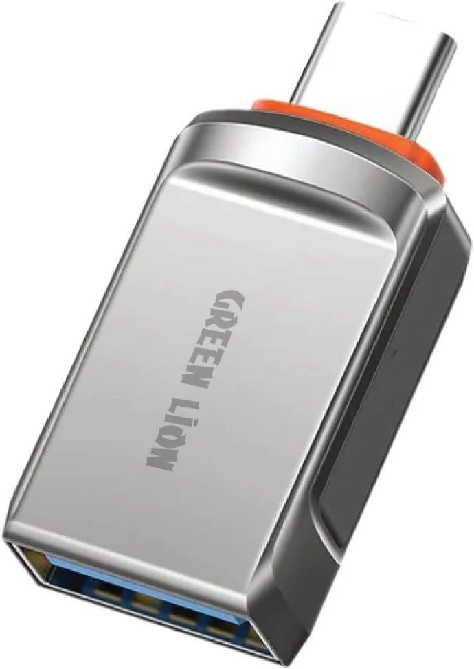 آداپتور OTG گرین لاین USB-A به USB-C، سازگاری گسترده، انتقال سرعت چشمگیر، استفاده طولانی مدت، بدنه آلیاژ روی، شارژ 120 واتی، انتقال 480 مگابیت بر ثانیه، تلفن/تبلت/لپ تاپ - خاکستری