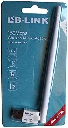 آداپتور وای فای USB ال بی-لینک، دانگل وای فای USB، 802.11n، آنتن 5dBi، سرعت بی سیم 150 مگابیت بر ثانیه، آداپتور مینی LAN بی سیم دکمه WPS، سفید | BL-WN155A