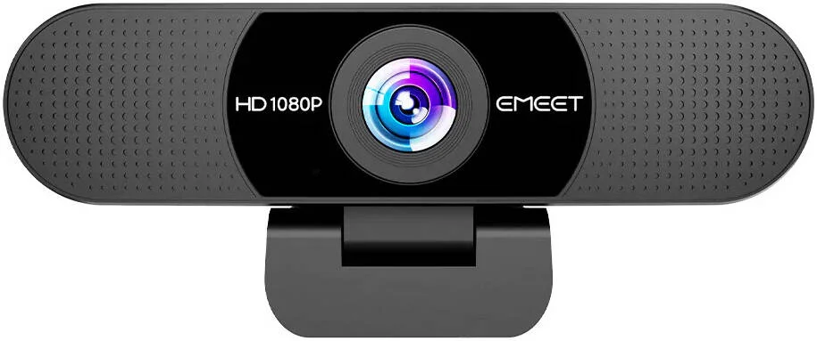 وب‌کم هوشمند EMEET SmartCam C960، رزولوشن حداکثر 1080P با 30 فریم در ثانیه، زاویه دید 90 درجه، تصحیح نور خودکار، 2 میکروفون Omni-Directional، پوشش حریم خصوصی چرخشی، Plug and Play، مشکی | C960