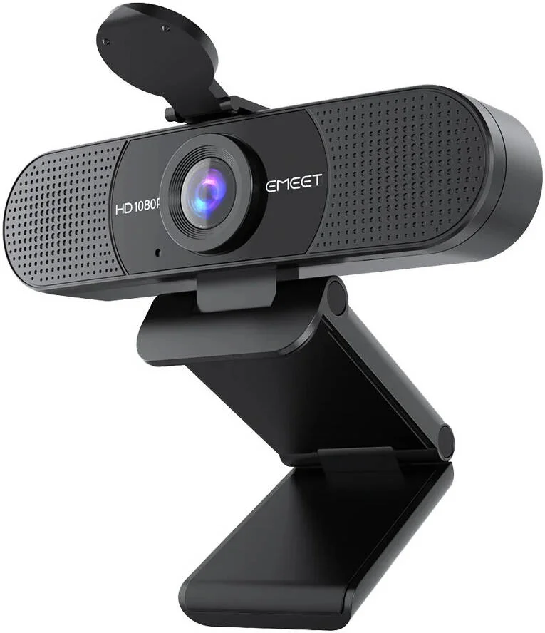 وب‌کم هوشمند EMEET SmartCam C960، رزولوشن حداکثر 1080P با 30 فریم در ثانیه، زاویه دید 90 درجه، تصحیح نور خودکار، 2 میکروفون Omni-Directional، پوشش حریم خصوصی چرخشی، Plug and Play، مشکی | C960