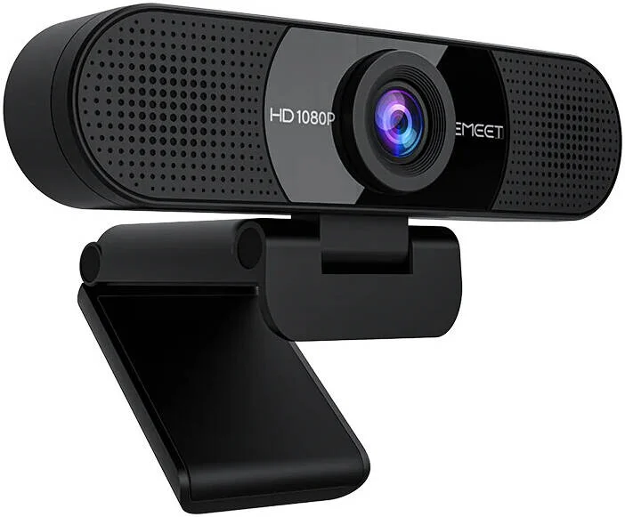 وب‌کم هوشمند EMEET SmartCam C960، رزولوشن حداکثر 1080P با 30 فریم در ثانیه، زاویه دید 90 درجه، تصحیح نور خودکار، 2 میکروفون Omni-Directional، پوشش حریم خصوصی چرخشی، Plug and Play، مشکی | C960