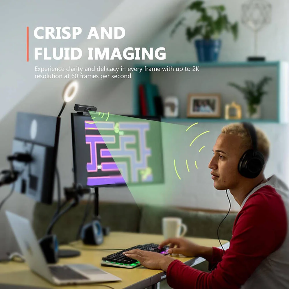 دوربین کنفرانس و وب‌کم 2K کولپو مدل AI Huddle Desk Mate با قابلیت فوکوس خودکار و هوش مصنوعی، رنگ مشکی | CP-P23A