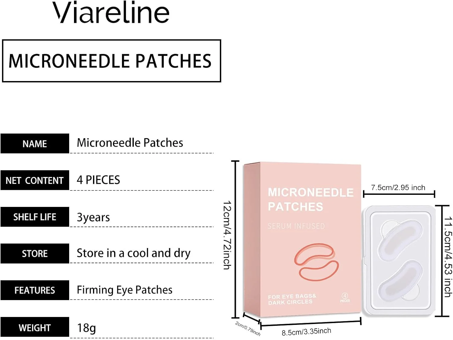 پچ های میکرونیدل دور چشم 丨 ماسک چشم با اسید هیالورونیک و کلاژن برای حلقه های تیره دور چشم برای خانم ها 丨 آبرسانی و مرطوب کننده، سفت کننده پوست، کاهش تیرگی 丨 4 عدد
