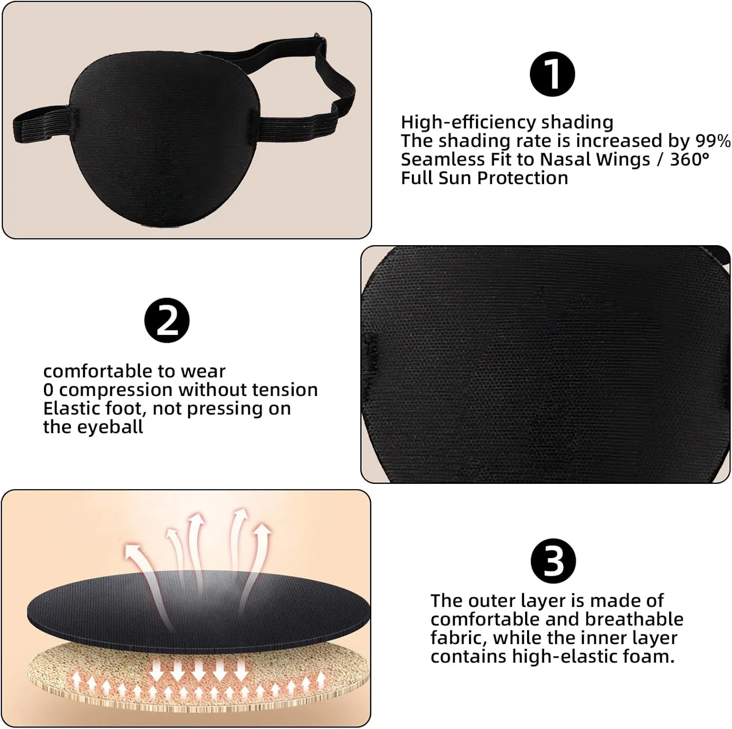 چشم بند پزشکی برای بزرگسالان، چشم بند پزشکی نرم و قابل تنظیم، محافظ چشم بعد از جراحی آب مروارید، چشم بند طبی برای آمبلیوپی و استرابیسم، طراحی سه بعدی مقعر چشم بند پزشکی برای بزرگسالان، چشم بند پزشکی نرم و قابل تنظیم، محافظ چشم بعد از جراحی آب مروارید، چشم بند طبی برای آمبلیوپی و استرابیسم، طراحی سه بعدی مقعر