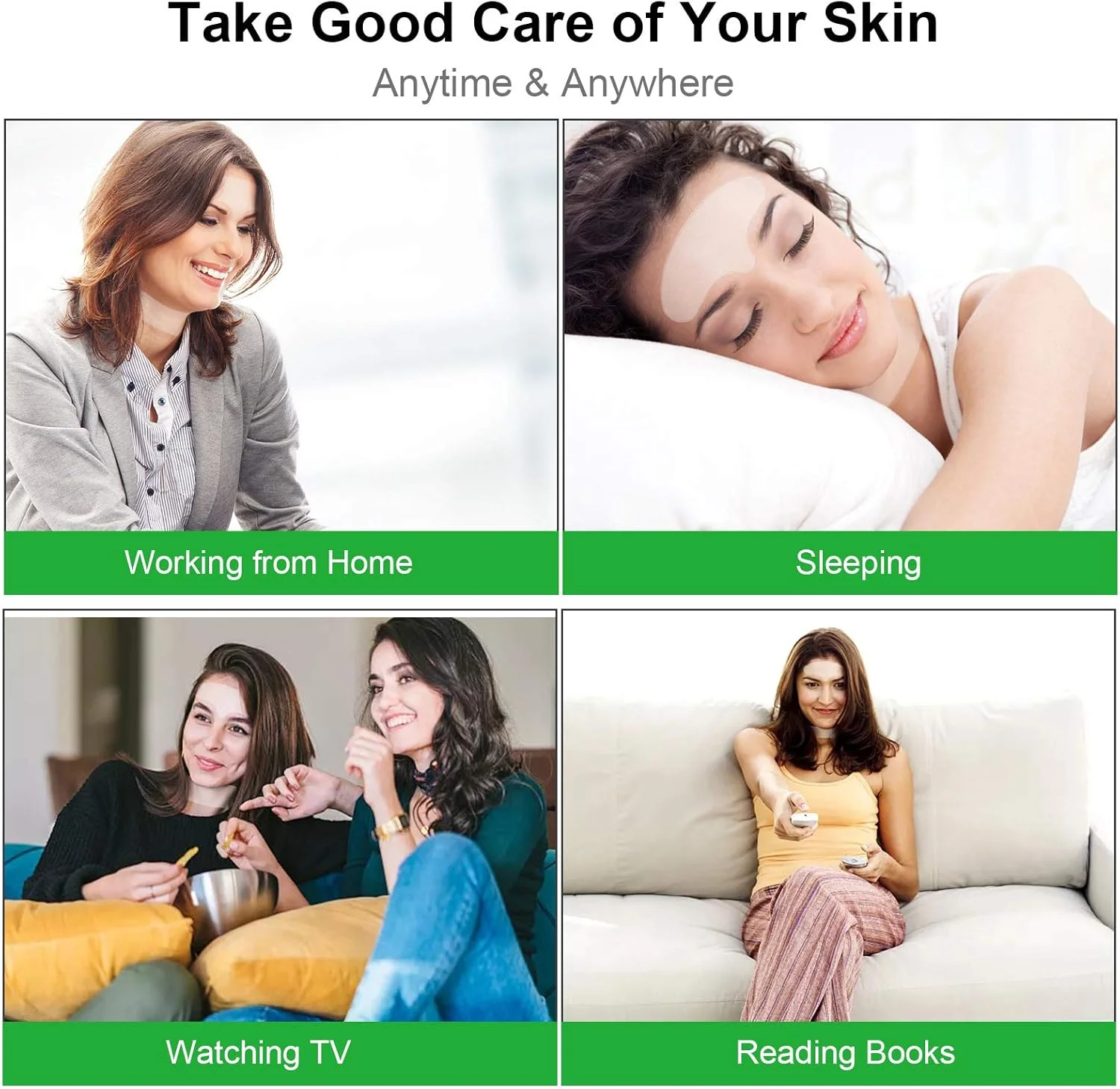 پدهای رفع چین و چروک صورت برای پیشانی، گردن و سینه، درمان صاف کننده سیلیکونی پوست صورت، قابل استفاده مجدد، استفاده آسان در طول شب