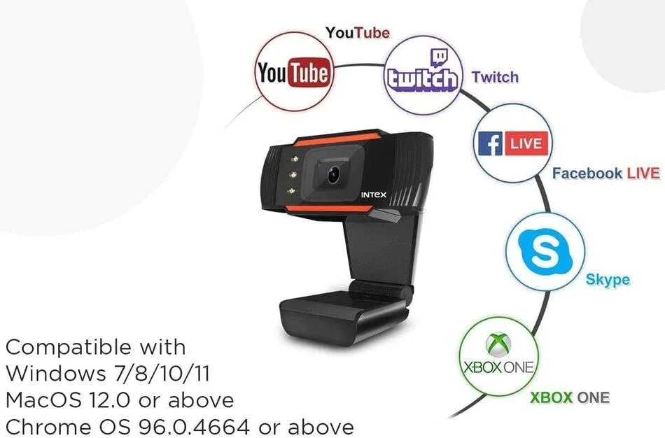 وب کم اینتکس IT WEB CAM 09 برای لپ تاپ و کامپیوتر با میکروفون، دید در شب سه بعدی، گیره پشتی قابل تنظیم، وب کم با اتصال USB سازگار با ویندوز 7/8/10/11، MacOS 12.0، Chrome OS 96.0.4664 یا بالاتر