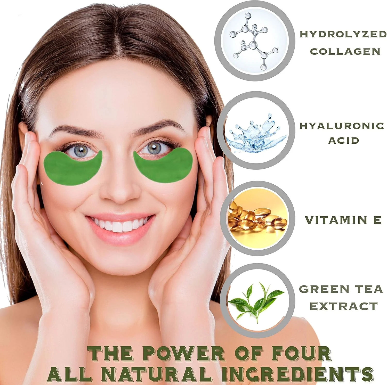 ماسک دور چشم چای سبز ماچا برای درمان سیاهی دور چشم، پف زیر چشم - ضد چروک با اسید هیالورونیک و کلاژن - 30 جفت / 60 عدد