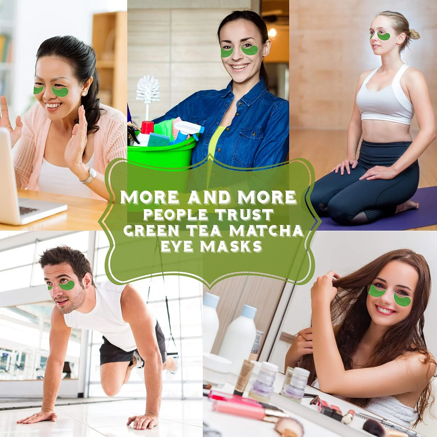 ماسک دور چشم چای سبز ماچا برای درمان سیاهی دور چشم، پف زیر چشم - ضد چروک با اسید هیالورونیک و کلاژن - 30 جفت / 60 عدد