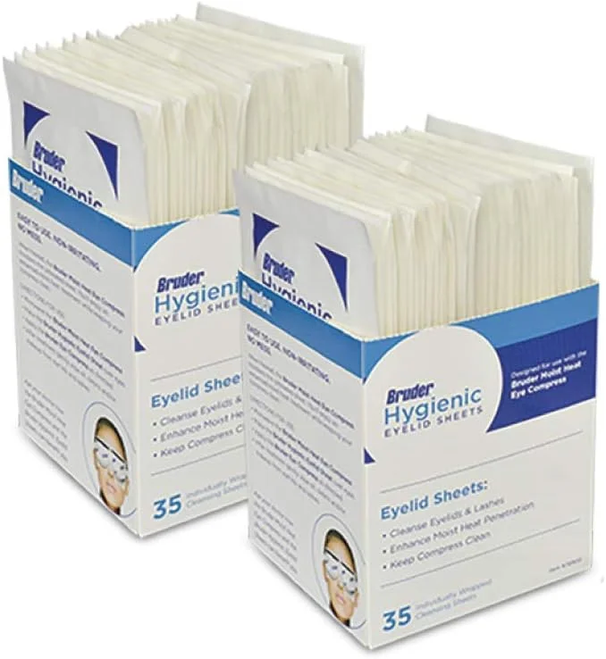 برگه های بهداشتی پلک Bruder، بسیار ظریف، بسته بندی تکی، برگه های بدون درمان، جعبه 35 عددی (بسته 2 عددی)
