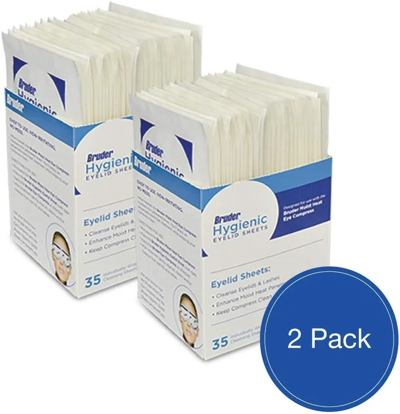 برگه های بهداشتی پلک Bruder، بسیار ظریف، بسته بندی تکی، برگه های بدون درمان، جعبه 35 عددی (بسته 2 عددی)