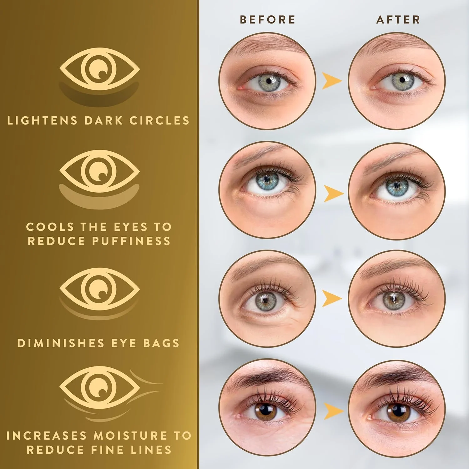پدهای زیر چشم (36 جفت)، ماسک چشم برای سیاهی و پف! پدهای زیر چشم برای پف زیر چشم، ماسک چشم طلای 24K، ماسک زیر چشم برای بزرگسالان، پدهای چشم برای چشم های پف کرده