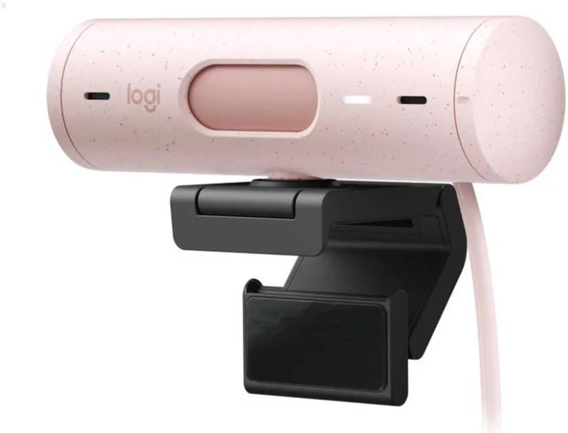 وب کم لاجیتک Brio 500 Full HD 1080p، تصحیح نور خودکار، حالت نمایش، میکروفون های دوگانه کاهش نویز، پوشش حریم خصوصی وب کم، سازگار با MS Teams، Google Meet، Zoom، کابل USB-C، صورتی رز | 960-001421