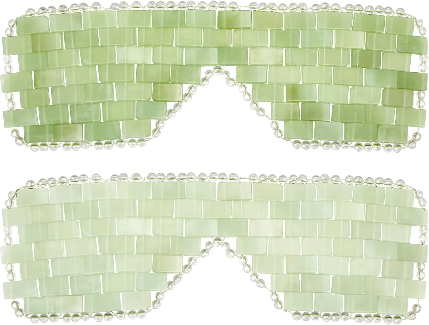 ماسک چشم یشمی Hercicy، ماسک خنک کننده صورت از سنگ یشم سبز برای کاهش پف، ماساژ صورت، آرامش چشم ها، تسکین میگرن، مدیتیشن و زیبایی (سفید، سبز)