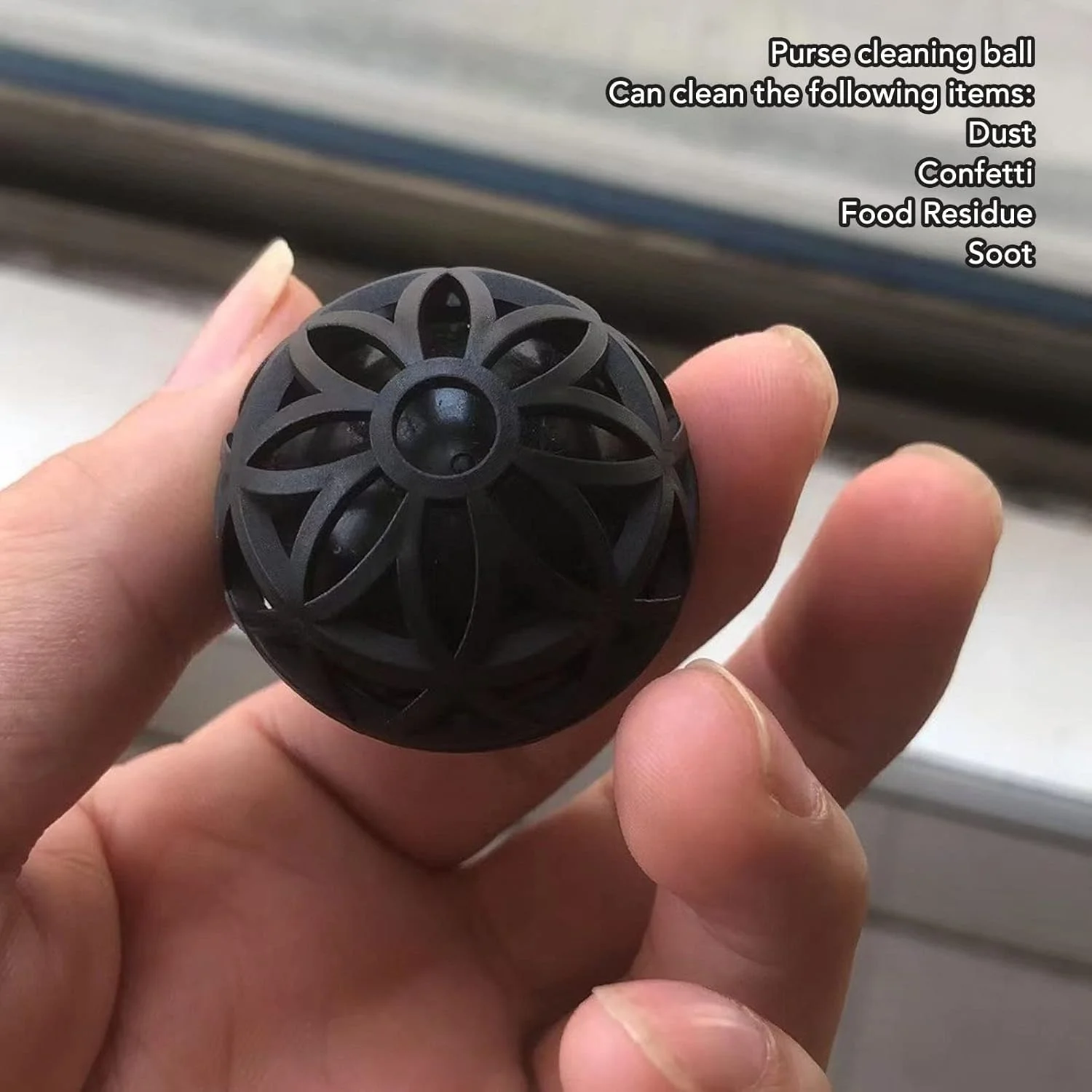 توپ تمیز کننده کیف، جمع کننده گرد و غبار چند منظوره سبک وزن قابل استفاده مجدد مشکی قابل حمل برای خانه و کیف دستی