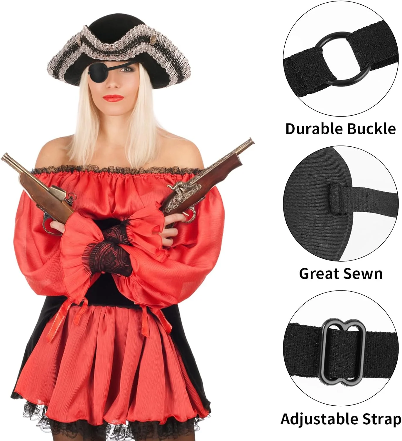 Bewudy 2 عدد پد چشم، پدهای چشمی سه بعدی قابل تنظیم، پدهای چشم تنبل آمبلیوپی برای چشم چپ یا راست برای بزرگسالان و کودکان (مشکی)