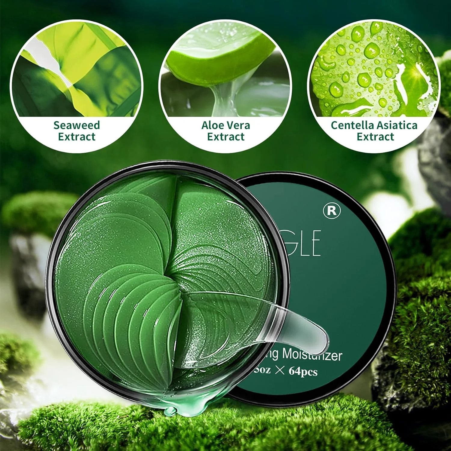 پد زیر چشم (64 عدد) - ماسک چشم چای سبز با اسید هیالورونیک، مراقبت خنک کننده چشم برای پف و سیاهی دور چشم، کاهش پف زیر چشم و صاف کردن چین و چروک