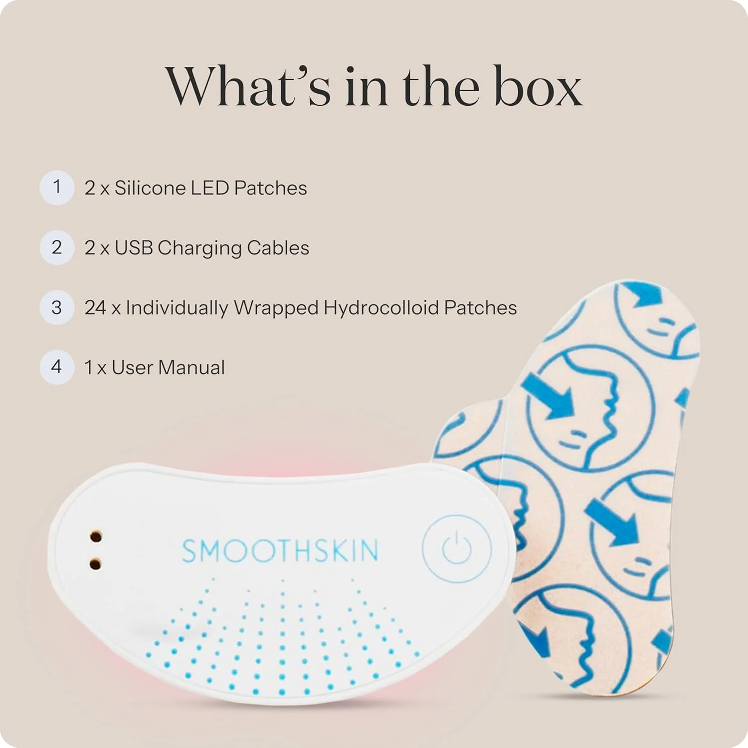 پدهای چشم LED نور قرمز SmoothSkin DuoLux Mini با 24 هیدروکلوئید که کلاژن را تحریک می کنند، چین و چروک را کاهش می دهند، سفت و روشن می کنند