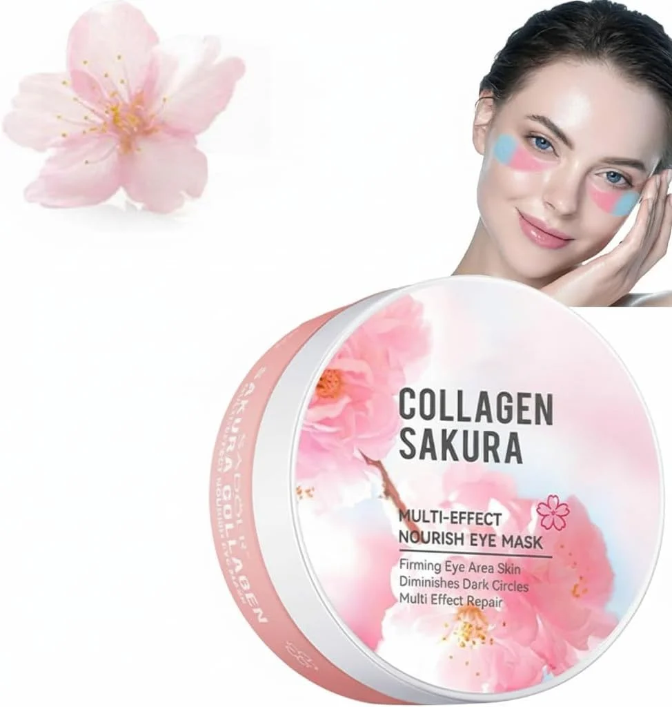 ماسک چشم نالاکال، مراقبت از پوست با عصاره شکوفه گیلاس و کلاژن، تغذیه کننده و آبرسان، کاهش پف چشم، محصولات زیبایی بانوان (80 گرم، 60 عدد، 30 جفت)