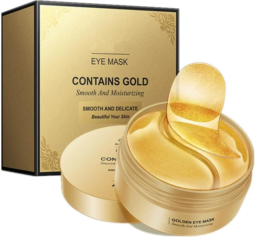 ماسک دور چشم کلاژن طلای 24 عیار، 60 عددی، رفع سیاهی و پف زیر چشم، محصول مراقبت از پوست صورت