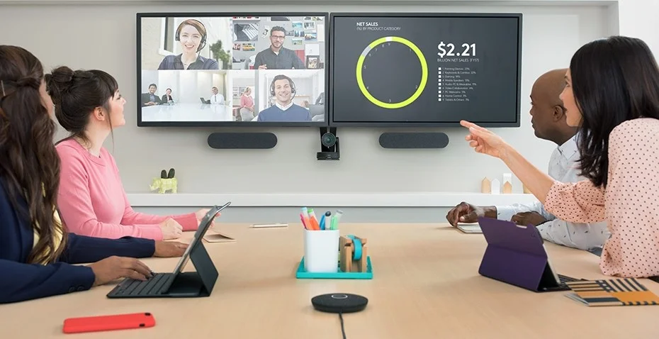 کیت کنفرانس ویدیویی Logitech Rally Plus، با 2 عدد بلندگوی Rally، 2 عدد میکروفون، رزولوشن تا 3840 x 2160، رابط SuperSpeed USB 3.0، مشکی | 960-001242