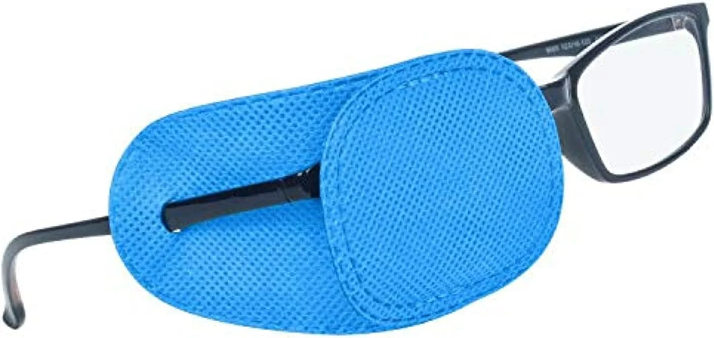 6 عدد پد چشم آمبلیوپی برای عینک، پد چشم کودکانه، پد چشمی عالی برای عینک کودکان، درمان تنبلی چشم و استرابیسم برای کودکان، بدون ایجاد حساسیت برای پوست کودکان (آبی)