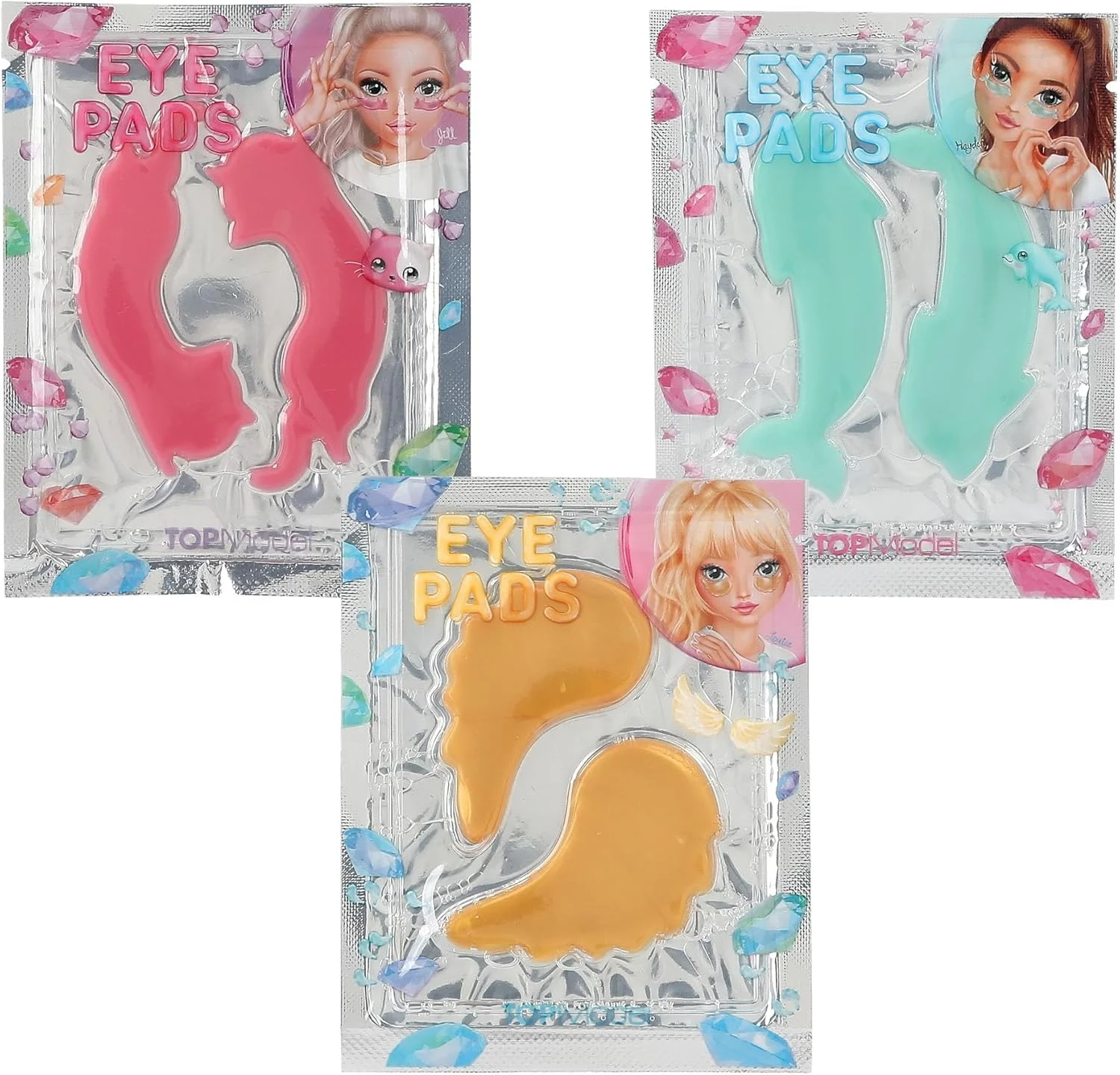 پدهای چشم قابل استفاده مجدد تاپ مدل بیوتی اند می با اشکال زیبا و گربه صورتی، بال های زرد، دلفین فیروزه ای، 1 جفت در هر بسته - لوازم جانبی سرگرم کننده اسپا برای دختران، مراقبت تسکین دهنده و طراوت بخش چشم