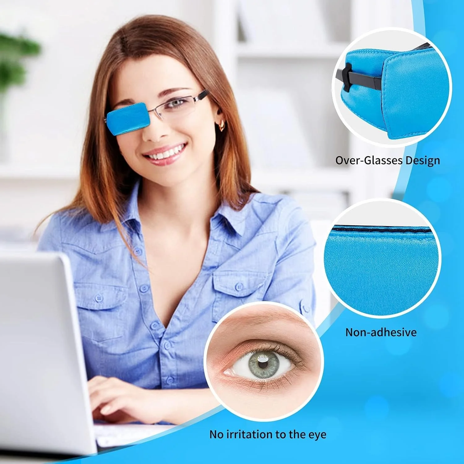 چشم بند خزنه برای بزرگسالان، چشم بند ابریشمی برای عینک، مناسب برای آمبلیوپی، استرابیسم و بعد از جراحی (مشکی + آبی) چشم بند خزنه برای بزرگسالان، چشم بند ابریشمی برای عینک، مناسب برای آمبلیوپی، استرابیسم و بعد از جراحی (مشکی + آبی)