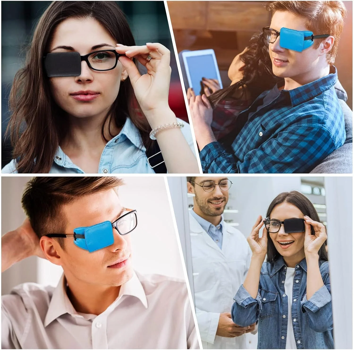 چشم بند خزنه برای بزرگسالان، چشم بند ابریشمی برای عینک، مناسب برای آمبلیوپی، استرابیسم و بعد از جراحی (مشکی + آبی) چشم بند خزنه برای بزرگسالان، چشم بند ابریشمی برای عینک، مناسب برای آمبلیوپی، استرابیسم و بعد از جراحی (مشکی + آبی)