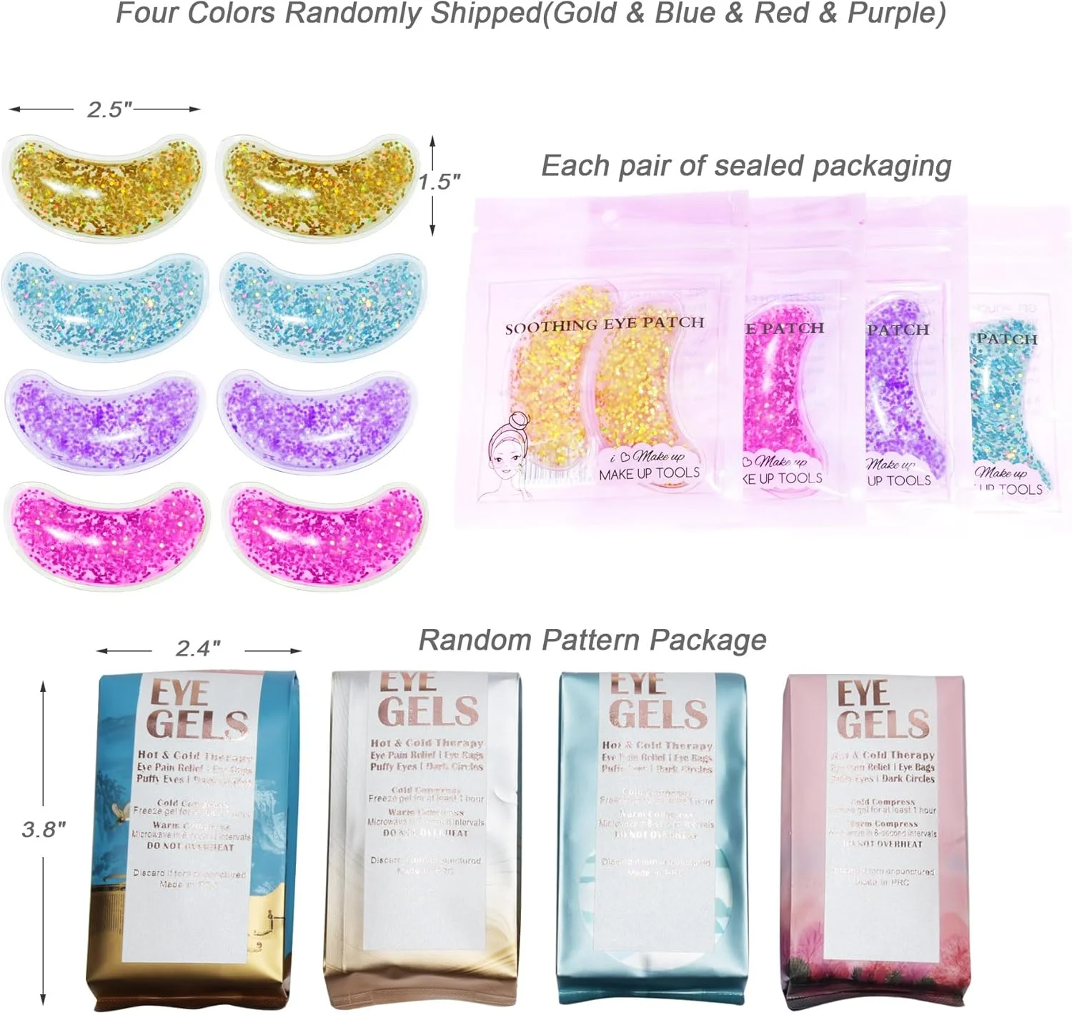 پدهای زیر چشم ژله ای برای پف زیر چشم، پد ژلی یخی قابل استفاده مجدد، پد خنک کننده چشم، ماسک چشم با قابلیت گرما و سرما، 8 عددی پدهای زیر چشم ژله ای برای پف زیر چشم، پد ژلی یخی قابل استفاده مجدد، پد خنک کننده چشم، ماسک چشم با قابلیت گرما و سرما، 8 عددی