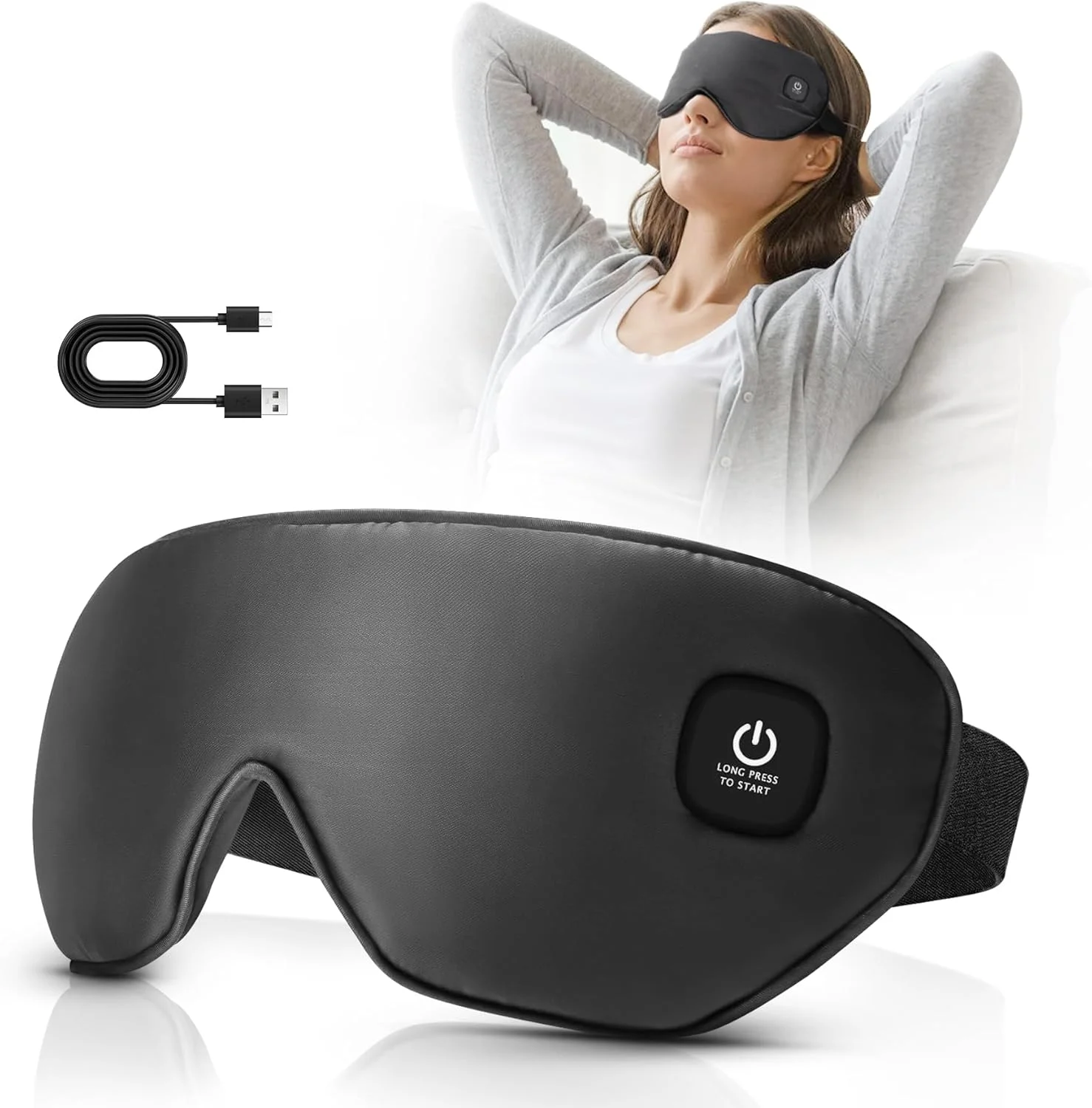 ماسک چشم گرمایشی بدون سیم، کمپرس گرم چشم برای خشکی چشم، التهاب پلک، درمان چشم، گرما درمانی برای رفع گرفتگی غدد، تسکین چشم های خسته و دردناک (مشکی)