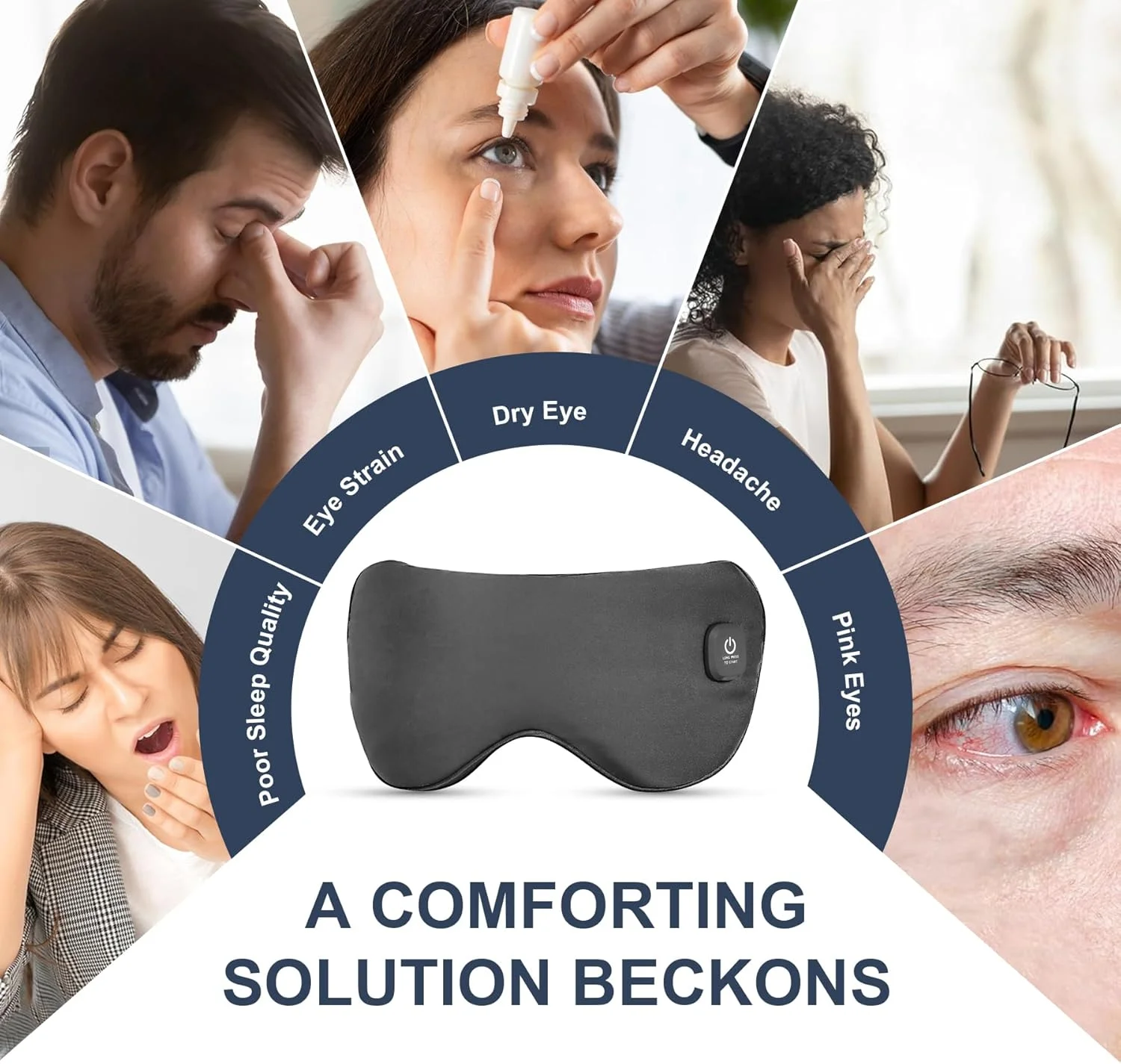 ماسک چشم گرمایشی بدون سیم، کمپرس گرم چشم برای خشکی چشم، التهاب پلک، درمان چشم، گرما درمانی برای رفع گرفتگی غدد، تسکین چشم های خسته و دردناک (مشکی)