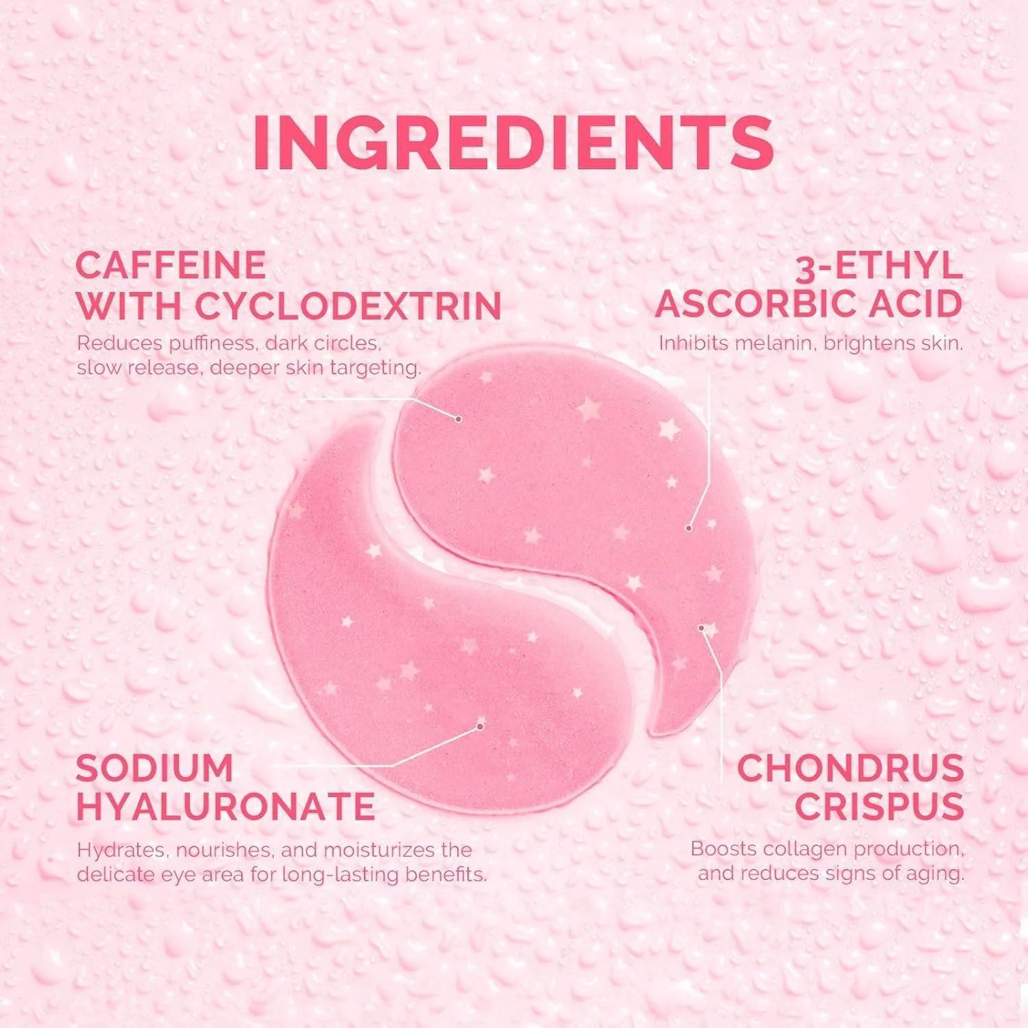 پد زیر چشم برای پف و تیرگی: ماسک ژلی کافئین برای چروک و سیاهی دور چشم - پدهای فوری آبرسان و روشن کننده پوست - هدیه برای خانم ها، مادر، همسر - 30 جفت (رز)