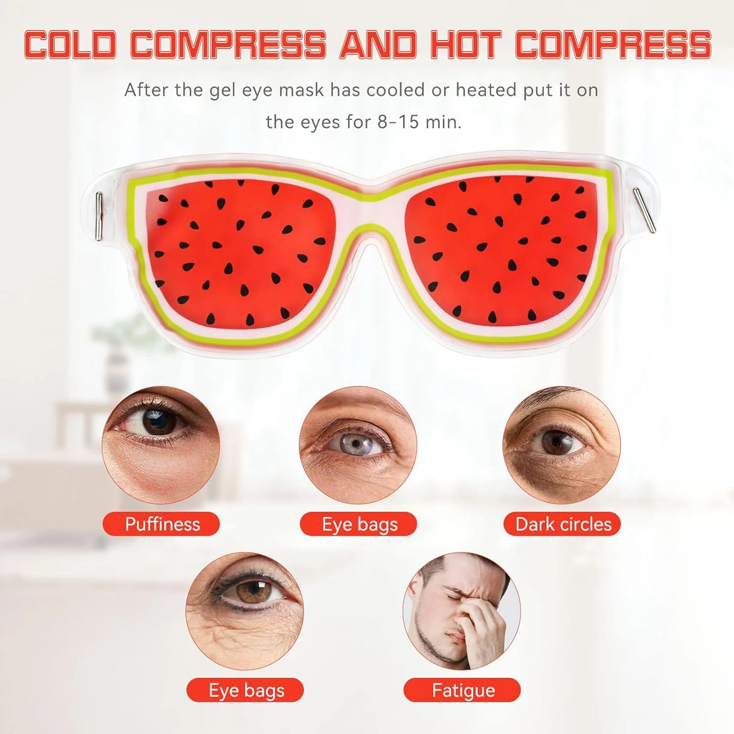 ماسک ژلی چشم برای رفع خستگی چشم، مناسب برای پف چشم، استفاده دوگانه سرد و گرم، قابل استفاده مجدد، ماسک چشم خواب میوه ای دوست داشتنی و نرم (سه عددی)