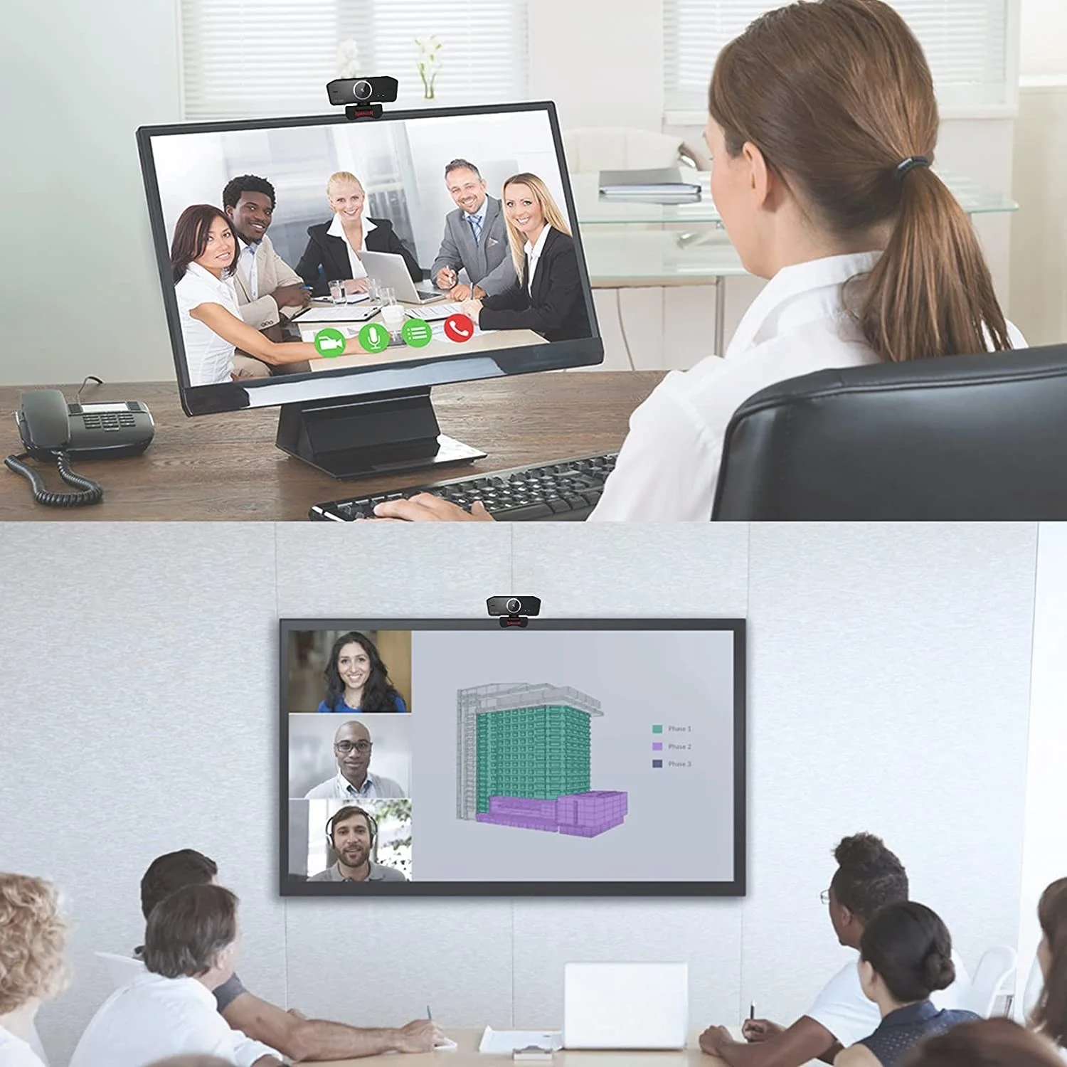 وب‌کم استریمینگ 1080p رِدراگون Hitman GW800 با میکروفون دوگانه داخلی، چرخش 360 درجه، USB 2.0، مشکی | Hitman GW800