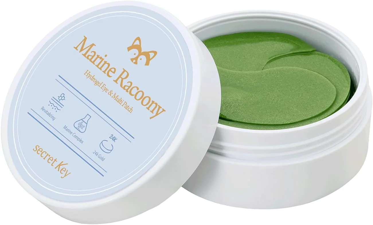 پچ هیدروژل دور چشم و چند منظوره دریایی Secret Key مدل Racoony، 60 عددی - ماسک چشم کلاژن، آبرسان، سفت کننده، لیفتینگ، روشن کننده