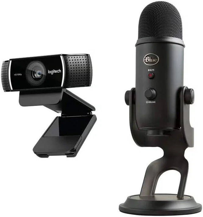 میکروفون USB لاجیتک Blue Yeti + وب کم Logitech C922 Pro HD - مشکی