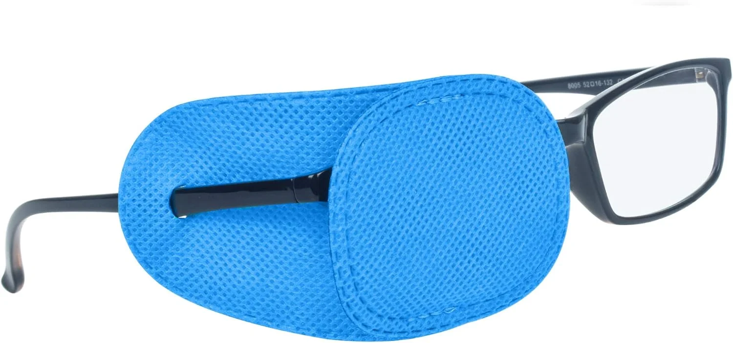 چشم بند آمبلیوپی 6 عددی مناسب عینک، چشم بند کودکانه، چشم بند عالی برای عینک کودکان، مناسب برای درمان تنبلی چشم و استرابیسم برای کودکان، بدون ایجاد حساسیت برای پوست کودکان - آبی