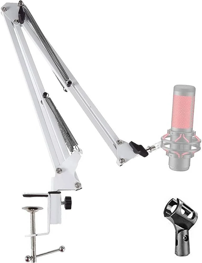 پایه میکروفون بوم Dayong، نگهدارنده میکروفون با چرخش 360 درجه، سر میکروفون با چرخش 270 درجه، بازوی قیچی تعلیق قابل تنظیم، پشتیبانی کنسولی، کاربرد گسترده، سفید | DY-35