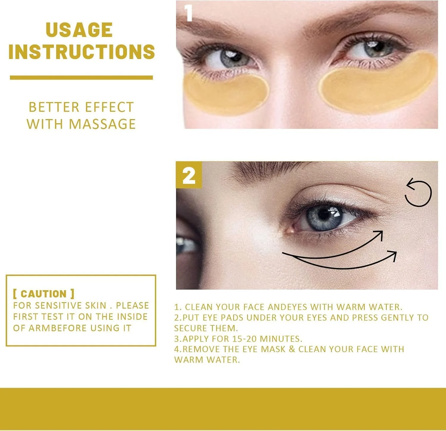 ماسک لوکس دور چشم با طلای 24 عیار - غنی شده با کلاژن و هیالورونیک اسید، کاهش دهنده سیاهی، پف و چین و چروک، ایجاد اثر مرطوب کنندگی طولانی مدت، افزایش درخشندگی ناحیه دور چشم ماسک لوکس دور چشم با طلای 24 عیار - غنی شده با کلاژن و هیالورونیک اسید، کاهش دهنده سیاهی، پف و چین و چروک، ایجاد اثر مرطوب کنندگی طولانی مدت، افزایش درخشندگی ناحیه دور چشم